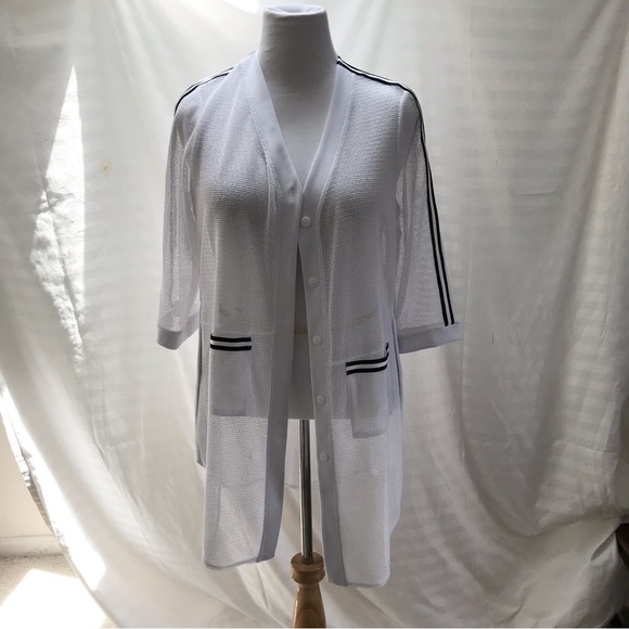 Picadilly Fashion Sweaters - Mesh white cardigan with three quarter sleeves size M from Picadilly Fashion